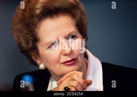 Margaret Thatcher – Premierministerin. Konservative und unionistische Parteikonferenz im Bournemouth International Centre in Dorset. Oktober 1990. Foto: Neil Turner Stockfoto