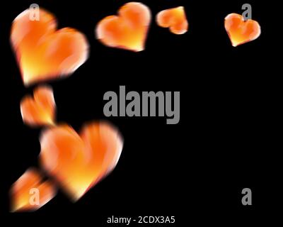 Roten Edelstein schnell bewegenden Herzen auf schwarzem Hintergrund isoliert. Geometrische zerknitterten dreieckigen low-Poly Style Grafik 3d Render Interessenvertreter Stockfoto