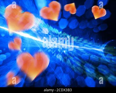 Roten Edelstein Herzen isoliert auf dunklem Hintergrund. Geometrische zerknitterten dreieckigen low-Poly Style Grafik 3d Render-Illustration. Raster-p Stockfoto