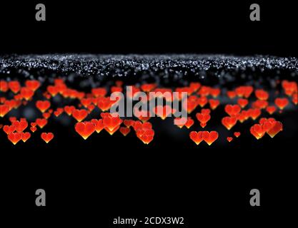 Roten Edelstein Herzen isoliert auf dunklem Hintergrund. Geometrische zerknitterten dreieckigen low-Poly Style Grafik 3d Render-Illustration. Raster-p Stockfoto