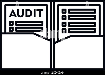 Dokumentensymbol prüfen. Vektorsymbol für die Darstellung von Audit-Dokumenten für Webdesign auf weißem Hintergrund isoliert Stock Vektor