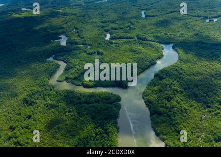 Luftaufnahme von Delta Sierpe River Terraba, Corcovado Nationalpark, Osa Halbinsel, Puntarenas Provinz, Costa Rica, Mittelamerika, Amerika Stockfoto