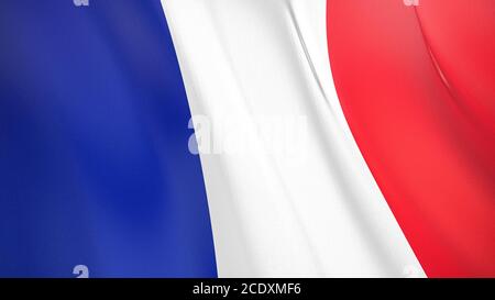 Die winkende Flagge Frankreichs. Hochwertige 3D-Illustration. Perfekt für Nachrichten, Reportagen, Events. Stockfoto