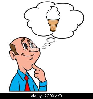 Denken an ein Eis - eine Illustration einer Person Denken an ein Eis. Stock Vektor