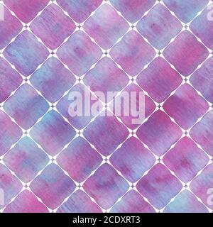 Aquarell abstrakt geometrische Streifen Karo Nahtloses Muster mit weißen Verzierung Kontur. Aquarell von Hand gezeichnet hell bunt gestreifte Textur zurück Stockfoto