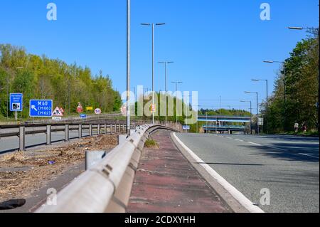 East Lancs Road, A580, während der Sperre Stockfoto