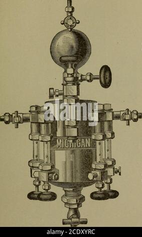 . Ingenieurpraxis und Theorie, für Dampfingenieure ... . PUMPE UND EMPFÄNGER. UND THEORIE. 139. VIERFACHVISIER-SCHMIERVORRICHTUNG. Dieser Schmierer hat vier separate Schauvorschübe, und durch eine sehr geniale Anordnung der Innenteile ist es möglich, die Zylinder von aquadruple Expansion oder ein vier-Zylinder-Dreizylinder-Expansionsmotor von ihm schmieren, obwohl der Druckbereich kann von der niedrigsten bis die höchste erforderlich. 140 INGENIEURPRAXIS o o o Jl . o Q^fP55 O i Stockfoto