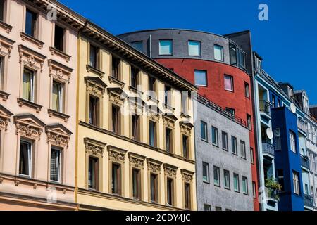 Renovierte Häuserreihe in Berlin Kreuzberg, Deutschland Stockfoto