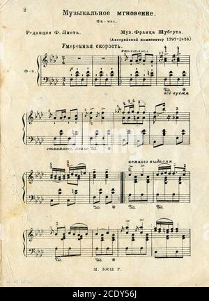 Noten des Komponisten Franz Peter Schubert. Stockfoto