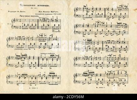 Noten des Komponisten Franz Peter Schubert. Stockfoto