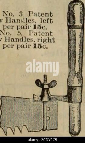 . Stanley Mills & Co. ... Katalog-Nr. 045. H 1588- No. 4, PatentCross cutSäge Handleserpaar 15c. Stockfoto