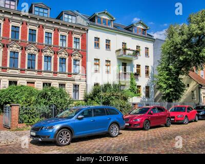 Berlin, Deutschland - 22.08.2019 - renovierte Altbauten in Friedrichshagen Stockfoto