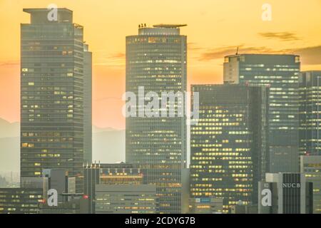 Sonnenuntergang vom Nagoya TV Tower Stockfoto