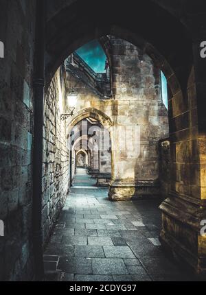 Kathedrale von Winchester in der Nacht Stockfoto