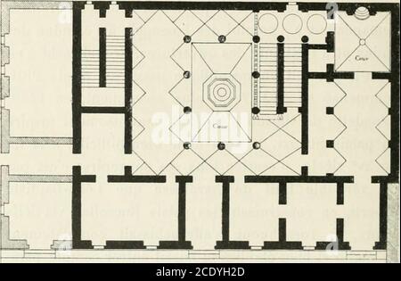 . Les San Gallo : architectes, peintres, sculptures, médailleurs, XVe et XVIe siècles . n construisant les palais Ruccellai, via déliaVigna, et Tornabuoni, saiïranchissait complètementde règles si bien établies et faisait entrer comme prin-cipaux éléments de la décoration de ses façades nomlesordres, oules, epranses Et séparait les assises de pierre par unsimple trait : principes nouveaux, puisés dans létudede larchitecture romaine, doul le Premier il faisaitlapplidation à F^lorence. Il Nest pas étonnant, dès lors, que des maîtres 1. Bernaiclo Rosellino Aya Stockfoto