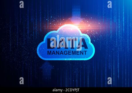 Kreative Illustration Für Das Datenmanagementkonzept Mit Storage Cloud Over Binärer Hintergrund Stockfoto