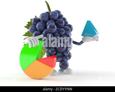 Trauben Charakter mit Tortendiagramm isoliert auf weißem Hintergrund Stockfoto