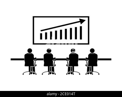 Team Business Sales Meeting. Piktogramm Darstellung Konzern Corporate Company Meeting Diskussion über Umsatz Gewinne Umsatzwachstum. EPS-Vektor Stock Vektor