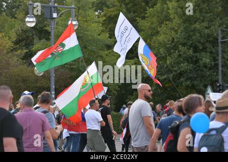 Berlin, Deutschland. August 2020. Berlin, Deutschland 29. August 2020: Anti-Corona-Demo - Berlin - 29. August 2020 Berlin, Demonstration für Corona, laterales Denken 711, Nutzung weltweit Quelle: dpa/Alamy Live News Stockfoto