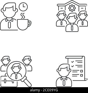 Lineare Symbole für Personalbeschaffung eingestellt Stock Vektor