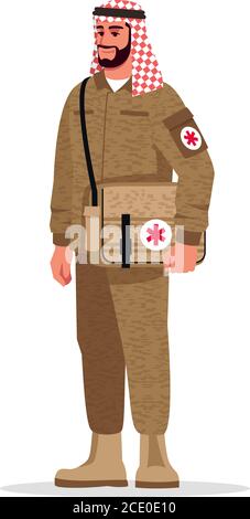 Combat Medic semi flach RGB-Farbe Vektor Illustration Stock Vektor