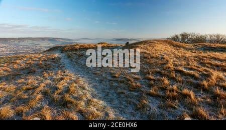 Winter, hoch auf den Cotswolds Stockfoto