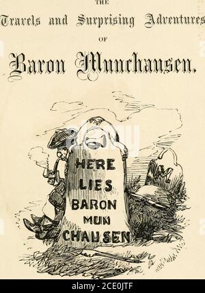 . Die Reisen und überraschenden Abenteuer des Baron Münchhausen; . ? V lames Miller, 436 Broabma^ J J &gt; y y3 3 3 3 J&gt;3 j-»»» &gt;J3 J &t ^raiifb UND ISIEPaEIM:} iMSKiSlSi VON BARON MÜNCHHAUSEN. Stockfoto