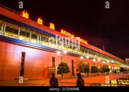 Sendai Station von Nacht Blick (Miyagi Präfektur und Sendai Stadt) Stockfoto