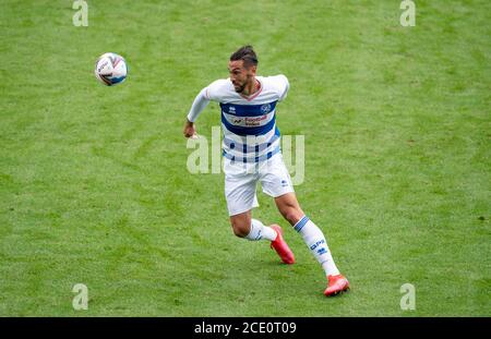 Oxford, Großbritannien. August 2020. Geoff Cameron von QPR während der 2020/21 hinter verschlossenen Türen Pre Season Freundschaftsspiel zwischen Oxford United und Queens Park Rangers im Kassam Stadium, Oxford, England am 29. August 2020. Foto von Andy Rowland. Kredit: Prime Media Images/Alamy Live Nachrichten Stockfoto