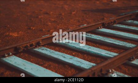 Verlassene Bahngleise in der Wüste Stockfoto