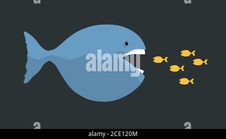 Großer Fisch frisst kleine Fische Stockfoto