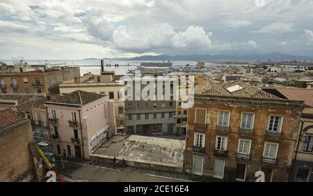 Das farbenfrohe Gesicht von Cagliari Stockfoto