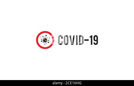 Vektor-Logo, auf dem ein abstraktes Bild der Warnung und informative Zeichen des covid 19 Virus. Stock Vektor