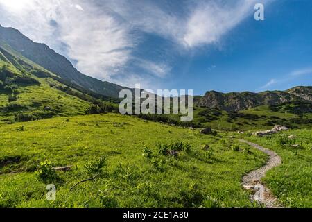 Traumhafte Wanderung zum Schrecksee bei Hinterstein in Die Allgauer Alpen in Bayern Stockfoto