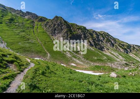 Traumhafte Wanderung zum Schrecksee bei Hinterstein in Die Allgauer Alpen in Bayern Stockfoto