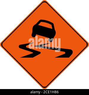 Warnschild mit Rutschigem Symbol Stockfoto