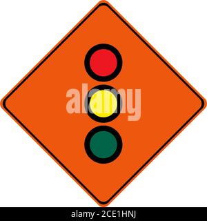 Warnschild mit Ampel-symbol Stockfoto