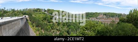 Oberharz am Brocken, DEUTSCHLAND - August 29.2020: Der Rappbode-Staudamm ist der größte Staudamm im Harz sowie der höchste Staudamm Deutschlands. Stockfoto