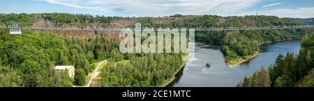 Oberharz am Brocken, DEUTSCHLAND - August 29.2020: Der Rappbode-Staudamm ist der größte Staudamm im Harz sowie der höchste Staudamm Deutschlands. Stockfoto