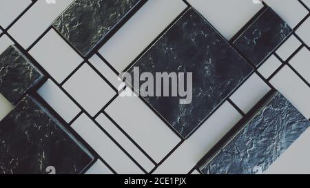 Abtract futuristischen Metall und Steinwürfel, 3d Render Illustration Stockfoto