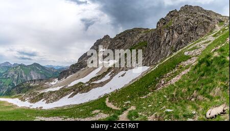 Traumhafte Wanderung zum Schrecksee bei Hinterstein in Die Allgauer Alpen in Bayern Stockfoto