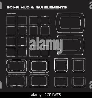 Abstract futuristische Sci-Fi-Konzept Benutzeroberfläche HUD. Vektor-Set von kreisförmigen, rechteckigen Techno futuristischen Rahmen Vektor Grafik-Elemente. Stock Vektor
