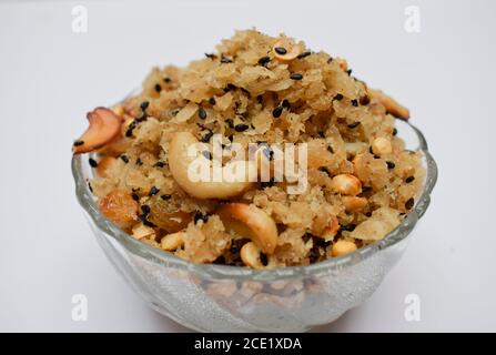 Panchagajjaya oder Panchakajjaya ist süßes Gericht, das Lord Ganesha während Ganesh chaturthi Festival Feier angeboten wird. Prashad oder Prasadam aus Poha, Stockfoto