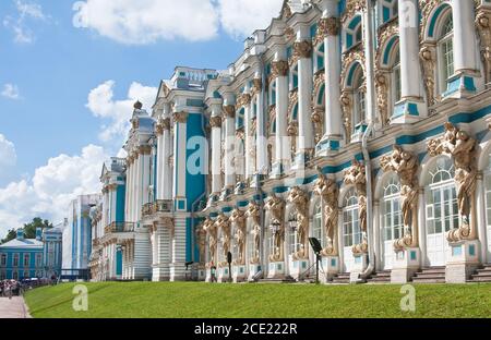 Der Katharinenpalast, gelegen in der Stadt Zarskoje Selo (Puschkin), St. Petersburg, Russland Stockfoto