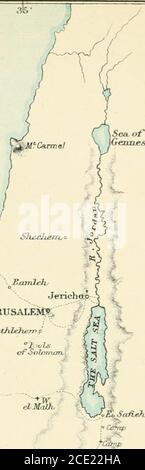 . Mount Seir, Sinai und Westpalestine. Als eine Erzählung von einer wissenschaftlichen Expedition . AsJcalonJ yJERUSALEMS^Bethlehfj^nz Gaza, ofSolom OxTrcL*. 31- tNaTM. V * G^np {/Deo/y W.Ghanmdel Sketch mapRdfTEOF PROF HRU. S FARTl 1883-84- Stockfoto