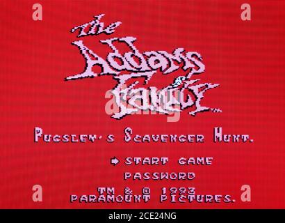 The Addams Family - Pugsley's Scavenger Hunt - Nintendo Entertainment System - NES Videogame - nur zur redaktionellen Verwendung Stockfoto