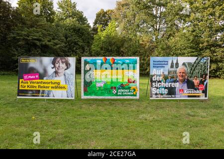 Köln, NRW, Deutschland, 08 29 2020, Landtagswahlplakate der SPD, Grünen und Henriette Reker, Oberlandesrätnerin Köln Stockfoto