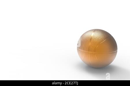 Gold metallic Basketball Nahaufnahme auf hellweißem Studio-Hintergrund, vergoldet, gelb, Spiel, Team, gewinnen, NBA, 3d-Rendering Illustration Stockfoto