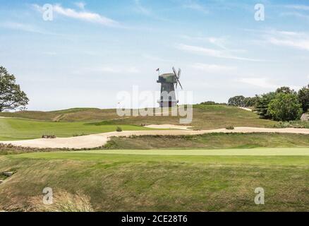 Windmühle auf National Golf Links of America, Southampton, NY Stockfoto