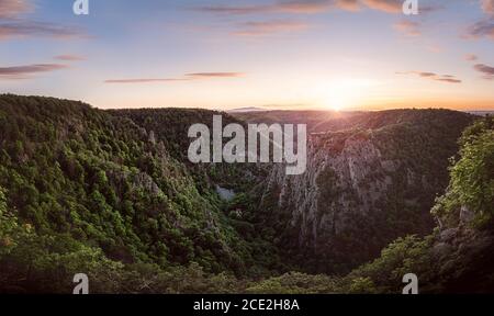 Hexentanzplatz bei Thale, Wernigerode und Quedlinburg im Harz - Panorama Stockfoto